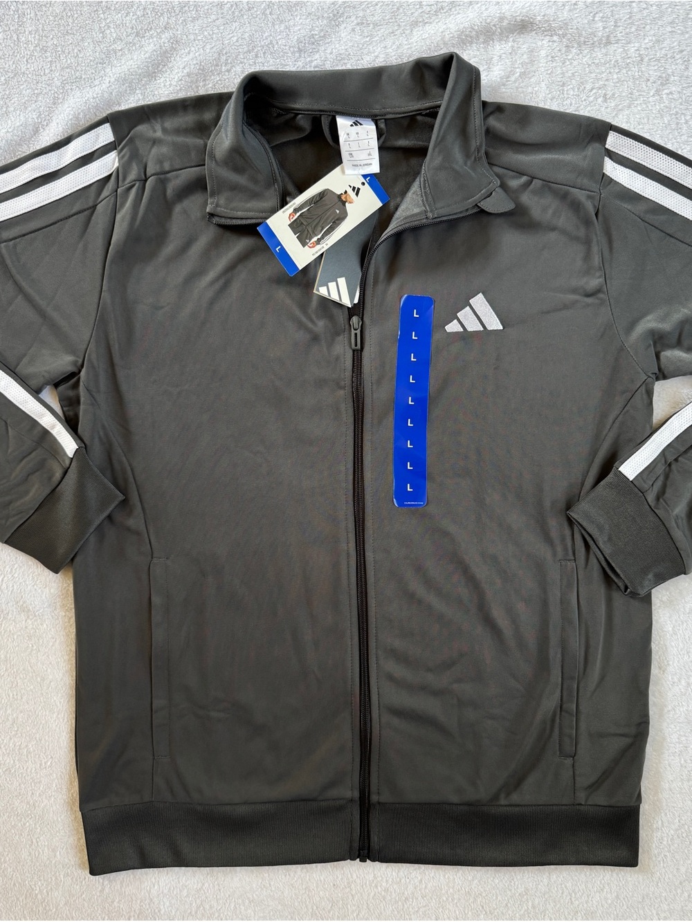 NEW Adidas Men's Gray Tricot Track Jacket size L